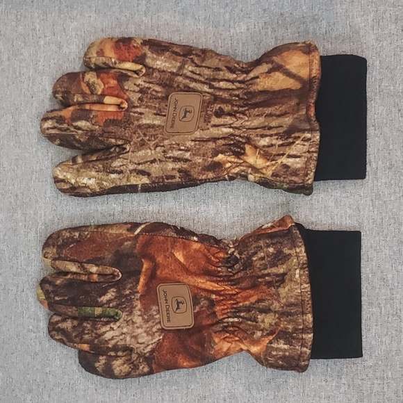 John Deere Mossy Oak Breakup Camouflage Fleece Lined Thinsulate Gloves Size XL - Picture 2 of 9